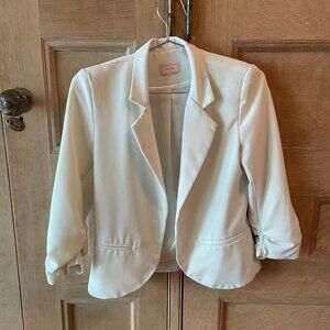 White 3/4 Sleeve Open-Front Blazer, Size XS